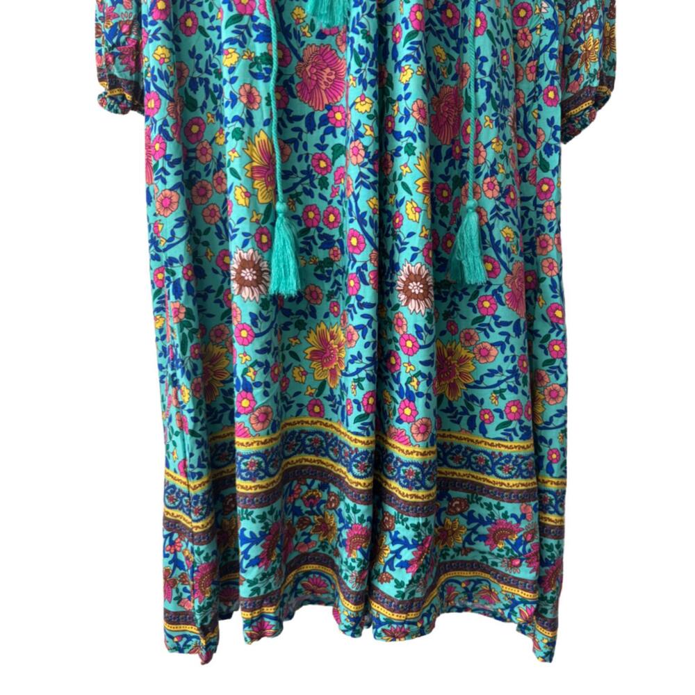 NWT R. Vivimos Women's Sz M Blue Boho Floral Print Flowy Dress (1929) - Picture 5 of 7